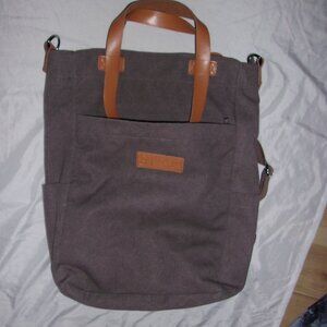 Brown Canvas Backpack with Tan Accents